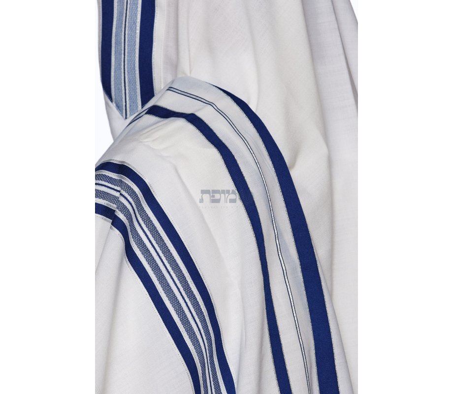 Modim Classic Wool Tallit Prayer Shawl - Royal Blue Stripes