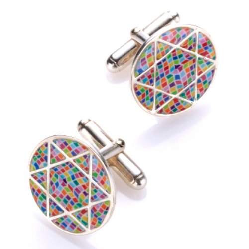 Mosaic design Star of David Cufflinks