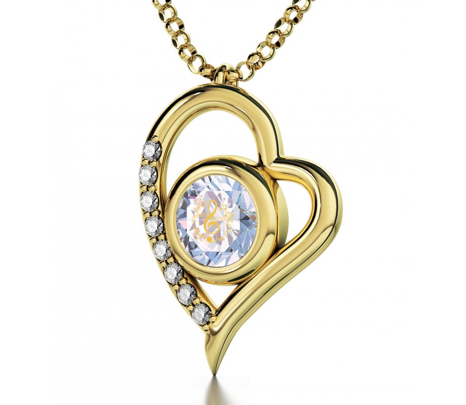 Musical Note Heart Pendant By Nano Gold Plate