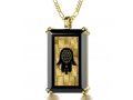 Nano Jewelry Gold Plated Jewish Pendant For Men Hamsa With Traveler's Prayer