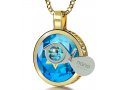 Nano Jewelry Gold Plated Round Star of David Jewelry with Song of Ascents - Blue