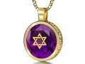 Nano Jewelry Gold Plated Round Star of David Jewelry with Song of Ascents - Purple