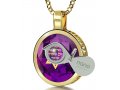 Nano Jewelry Gold Plated Round Star of David Jewelry with Song of Ascents - Purple