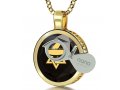 Nano Jewelry Gold Plated Star of David Jewelry with Shema Yisrael Prayer - Black