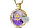 Nano Jewelry Gold Plated Star of David Jewelry with Shema Yisrael Prayer - Purple