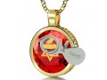 Nano Jewelry Gold Plated Star of David Jewelry with Shema Yisrael Prayer - Red