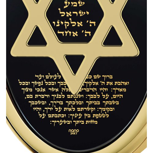 Nano Jewelry Gold Shema Yisrael Star of David Pendant With First Verse