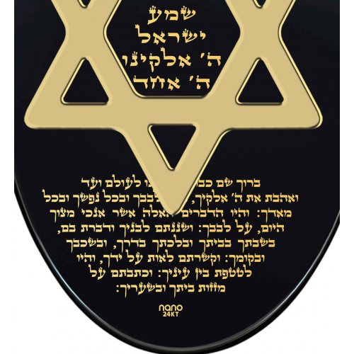 Nano Jewelry Gold Star of David Shema Onyx Mens Pendant by Nano Jewelry