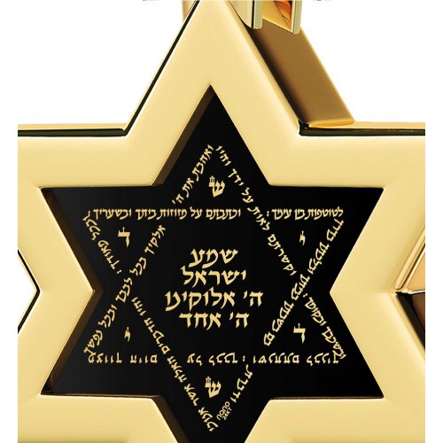 Nano Jewelry Gold Star of David and Shema Necklace