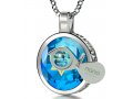 Nano Jewelry Round Silver Star of David Jewelry with Song of Ascents - Blue