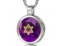 Nano Jewelry Round Silver Star of David Jewelry with Song of Ascents - Purple