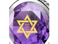 Nano Jewelry Silver Star of David Pendant with Shema Yisrael - Purple