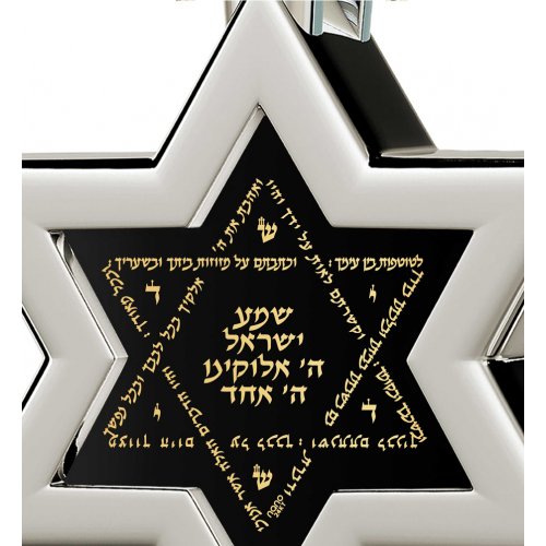 Nano Jewelry Silver Star of David and Shema Necklace