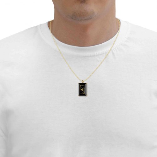 Nano Necklace For Men - Gold Plated Star of David Shema