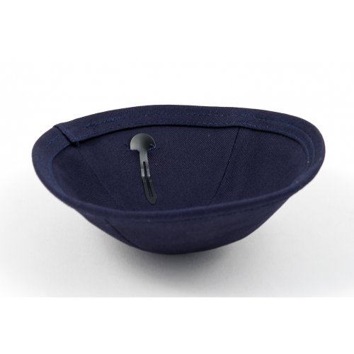 Navy Cloth Kippah with Attached Clip