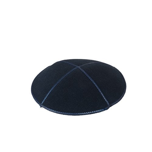 Navy Suede Kippah with Navy Trimming