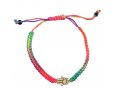 Neon Multicolor Braided Cord Bracelet - Gold Hamsa