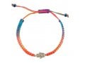 Neon Multicolor Braided Cord Bracelet - Silver Hamsa