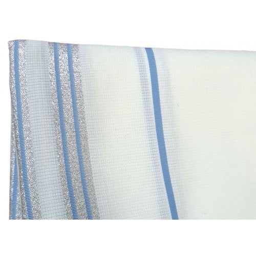 Noam Acrylic Non-Slip Lightweight Tallit Prayer Shawl - Silver and Light Blue Stripes