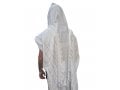 Noam Acrylic Non-Slip Lightweight Tallit Prayer Shawl – Silver and White Stripes