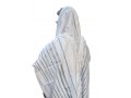 Noam Acrylic Tallit Prayer Shawl  Light Blue and Silver Stripes