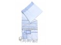 Noam Acrylic Tallit Prayer Shawl – Light Blue and Silver Stripes
