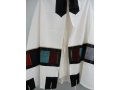 Off White Tallit Set with Colored Panels by Galilee Silk