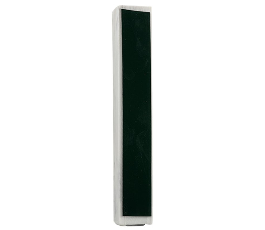 Off-White Polyresin Mezuzah Case with Black Hebrew Home Blessing - Scroll 12 cm