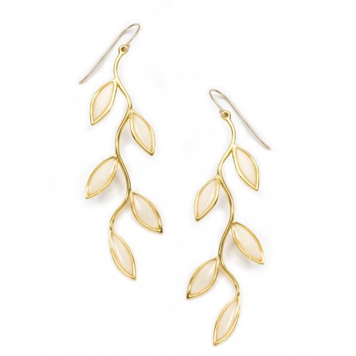 Olive Branch Earrings - Pearl Color