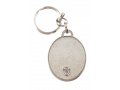 Oval Blue and White Keychain - Menorah, Olive Branches and Jerusalem