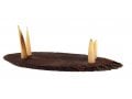 Oval Wood Shofar Stand with Kudu Tips Support - for Rams Horn Length 11-18