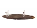 Oval Wood Shofar Stand with Lucite Clips  For Rams Horn Length 11-18 Inches