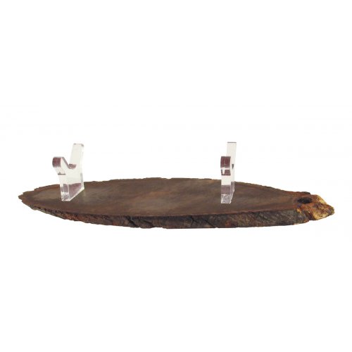 Oval Wood Shofar Stand with Lucite Clips  For Rams Horn Length 11-18 Inches
