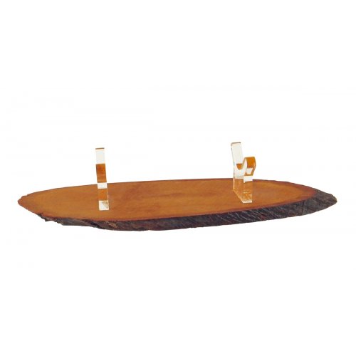 Oval Wood Shofar Stand with Lucite Clips  For Rams Horn Length 11-18 Inches