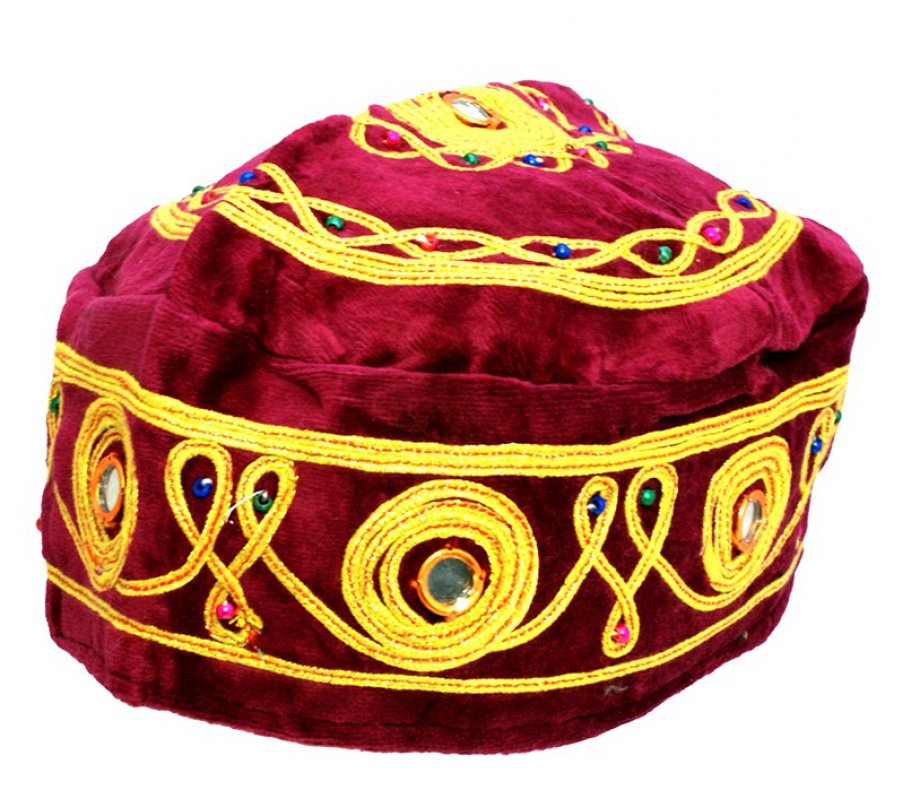 Pack of 3 Velvet and Gold Bucharian Kippah - Assorted Colors