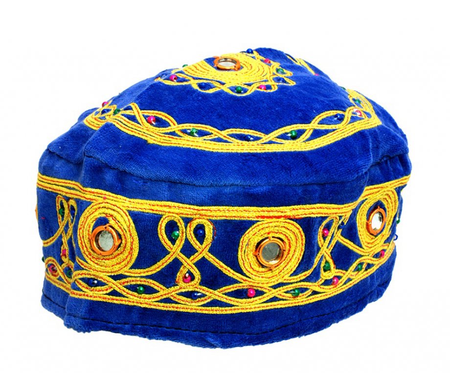 Pack of 3 Velvet and Gold Bucharian Kippah - Assorted Colors