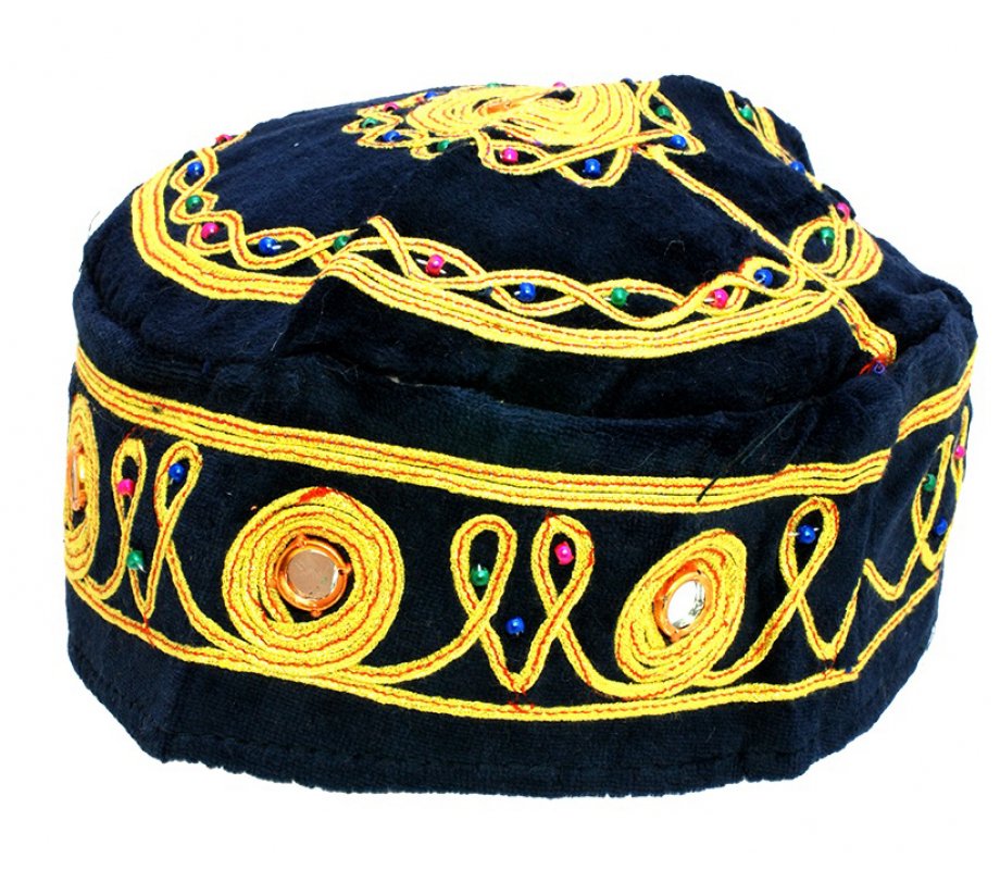 Pack of 3 Velvet and Gold Bucharian Kippah - Assorted Colors