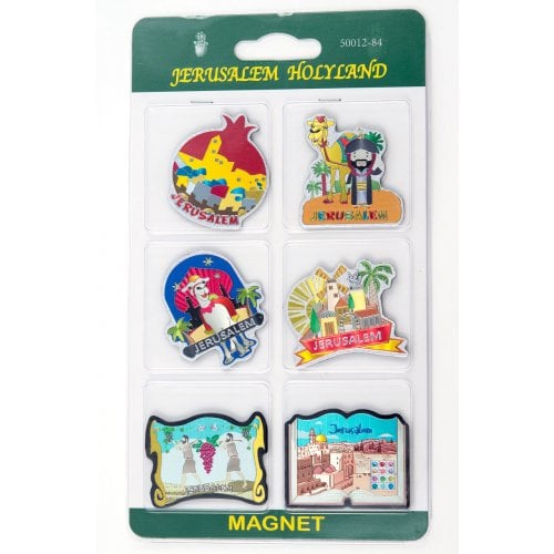 Pack of Six Luminous Holy land Fridge Magnets - Jerusalem Scenes