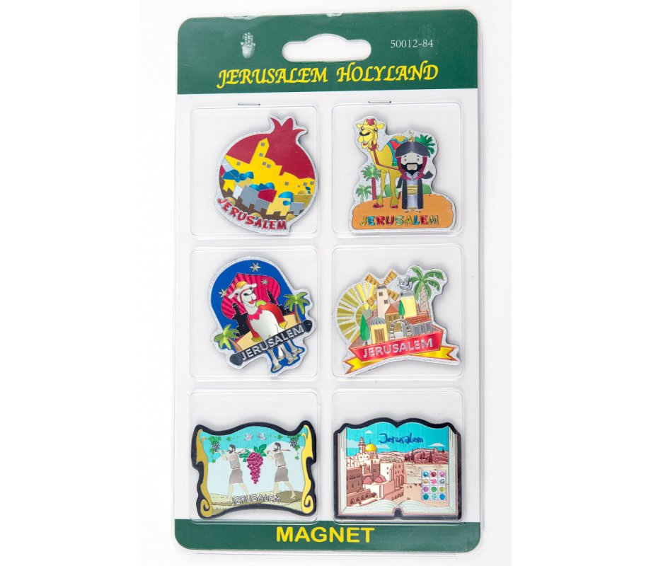 Pack of Six Luminous Holy land Fridge Magnets - Jerusalem Scenes