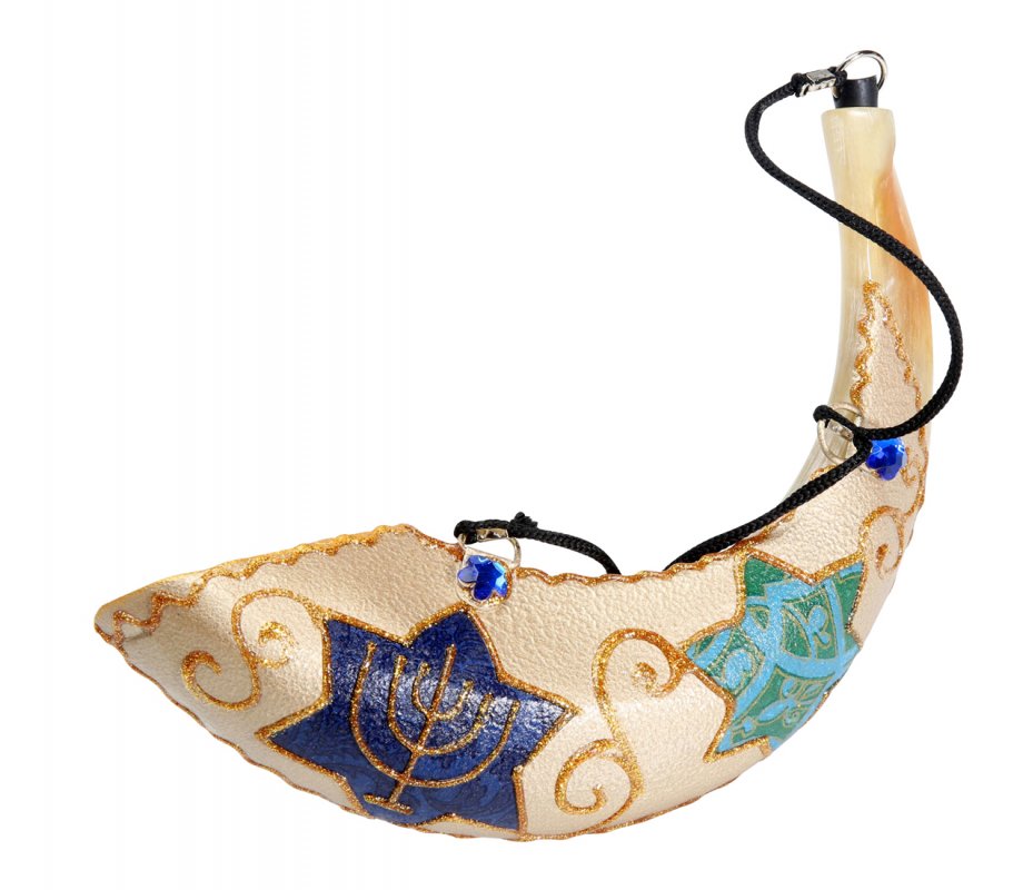 Painted Star of David Anointing Ram's Horn Shofar