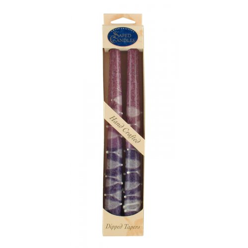 Pair of Galilee Handcrafted Decorative Taper Candles - Purple and Pink
