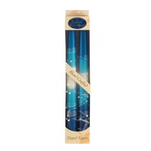 Pair of Galilee Handcrafted Decorative Taper Candles - Shades of Blue