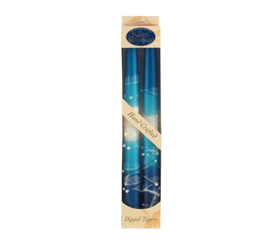Pair of Galilee Handcrafted Decorative Taper Candles - Shades of Blue