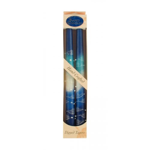 Pair of Galilee Handcrafted Decorative Taper Candles-Shades of Blue