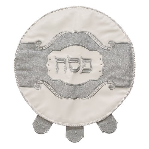 Passover Seder Night Matzah Cover, Faux Leather - Silvery Glitter with Crystals