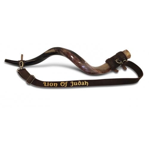 Personalized Genuine Leather Shoulder Strap, Custom Text - For Carrying Kudu Horn Yemenite Shofar