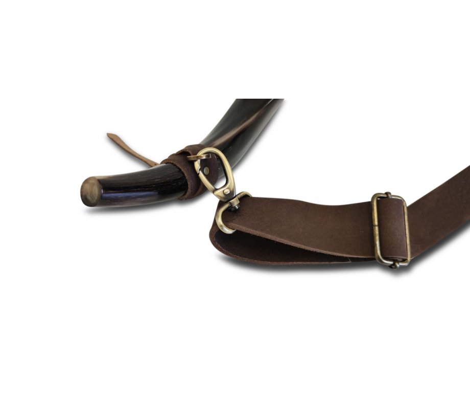 Personalized Genuine Leather Shoulder Strap, Custom Text - For Carrying Kudu Horn Yemenite Shofar