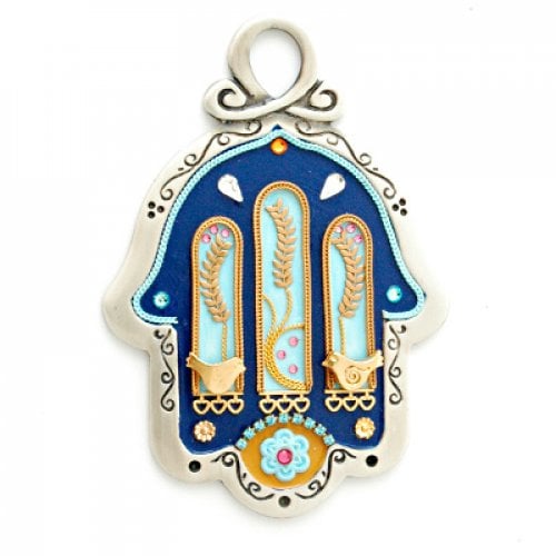 Pewter Wall Hamsa - Wheat - by Ester Shahaf