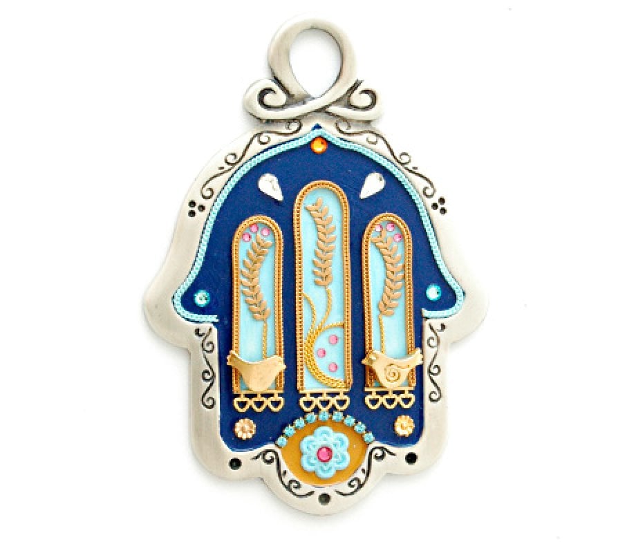 Pewter Wall Hamsa - Wheat - by Ester Shahaf | aJudaica.com