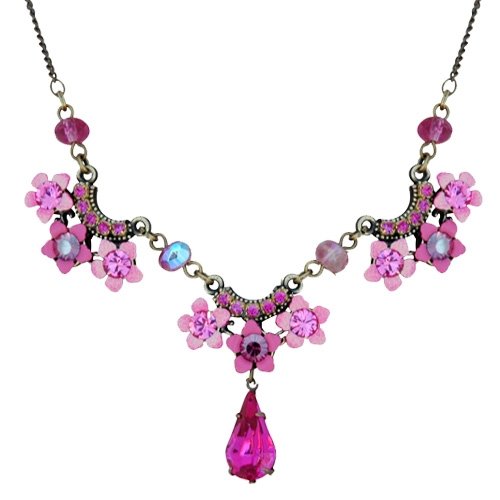 Pink Flower Trio Necklace by Orly Zeelon